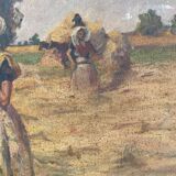 Oil on canvas by Geffroy women at the harvest early 20th century