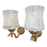 Paire d'appliques murales dorées vintage France