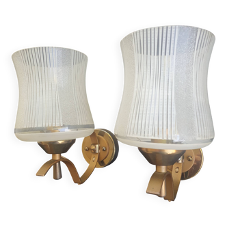 Pair of vintage gold wall sconces France