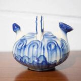 Chevrette pitcher in enamelled terracotta, terracotta gargoulette, folk art pottery, decoration