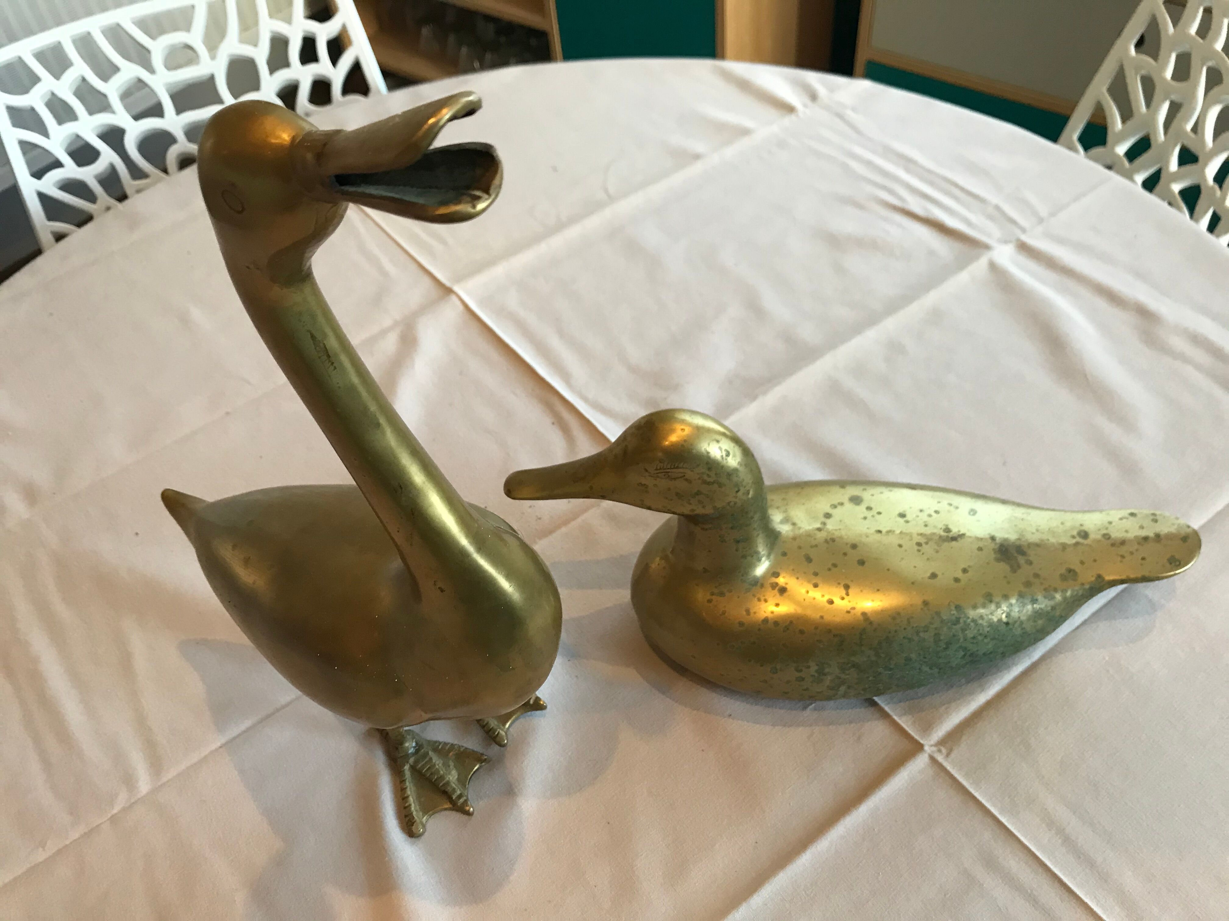 Paire de canards en laiton