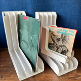 Set of 6 boomerang-shaped vinyl record racks/storage units. 1970s/80s.