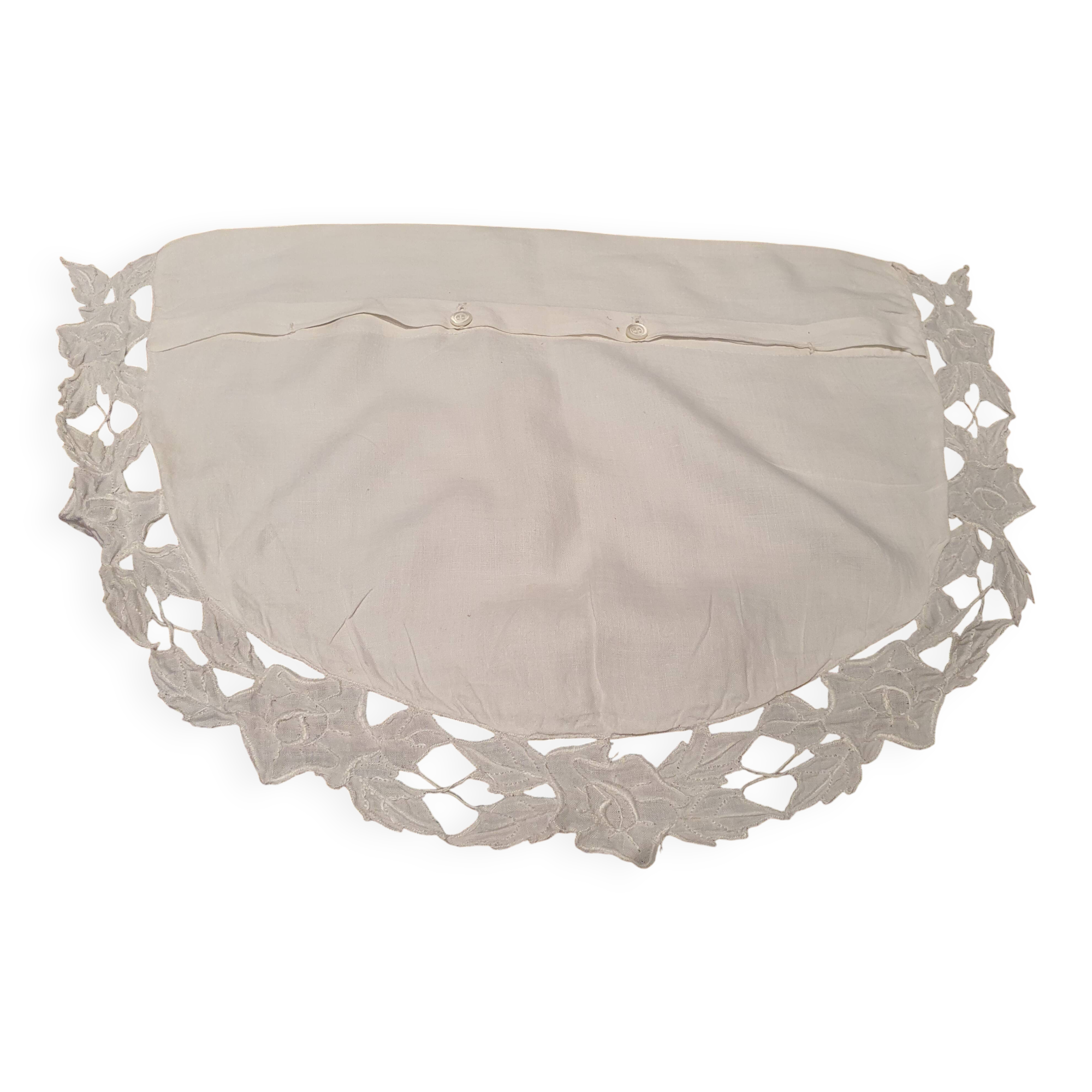 Taie d'oreiller en demi lune avec dentelle anglaise