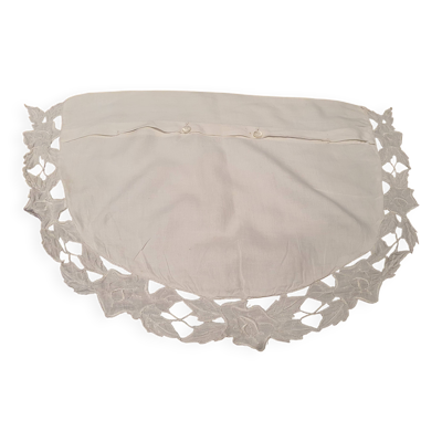 Taie d'oreiller en demi lune avec dentelle anglaise