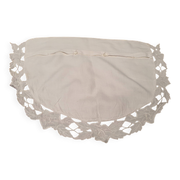 Taie d'oreiller en demi lune avec dentelle anglaise