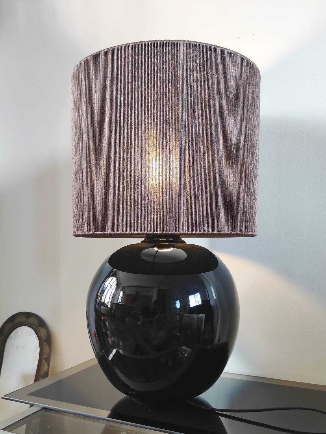 Vintage black ceramic globe lamp – Montgolfier Ceramics (Durta)