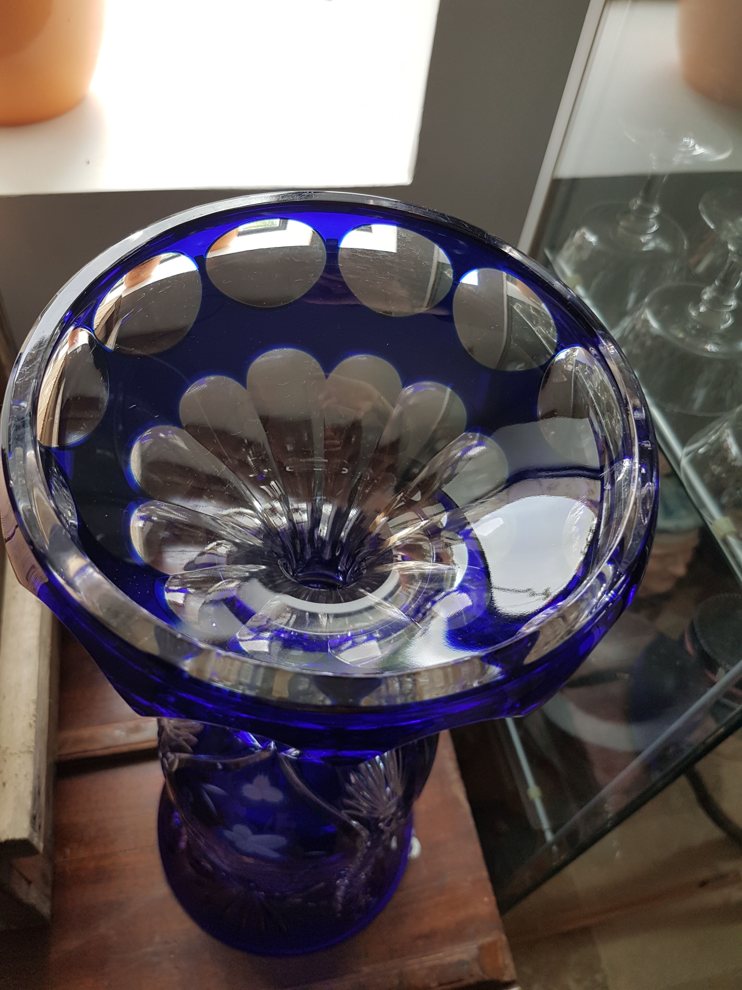 Vase bleu cristallery of lorraine - large model