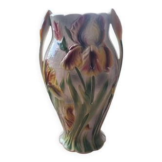 Vase Saint Clément barbotine, art nouveau