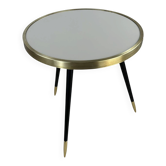 Table basse ronde Twist en laiton, métal et miroir