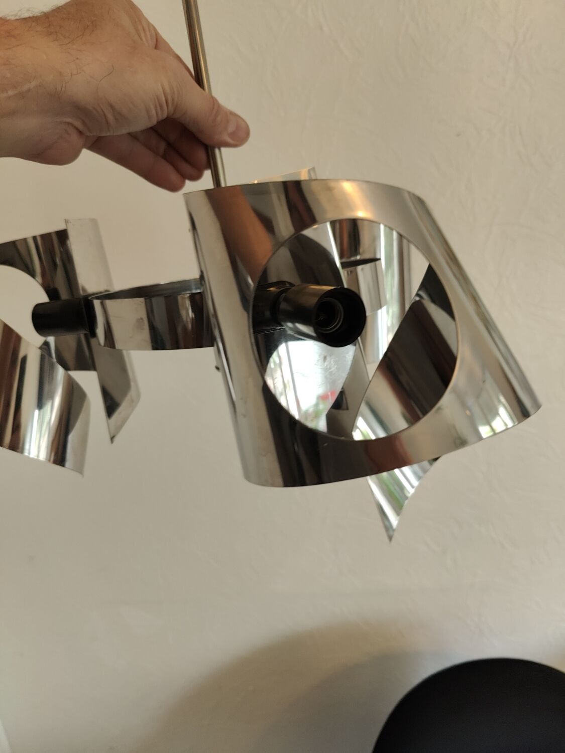 Space age chrome design chandelier suspension