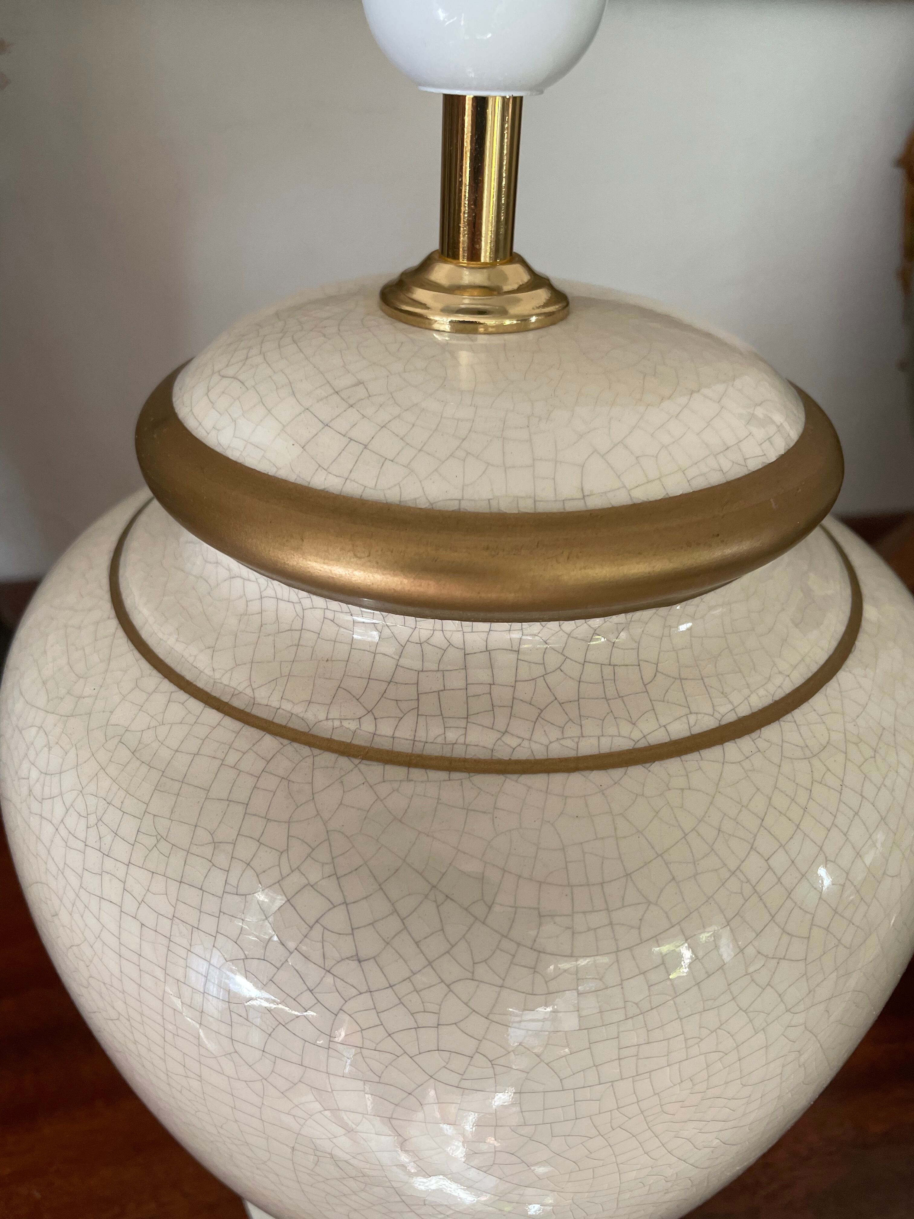 Pied de lampe en céramique craquelée vintage