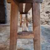 Vintage French oak bench, rustic wooden bench, France 1950s.