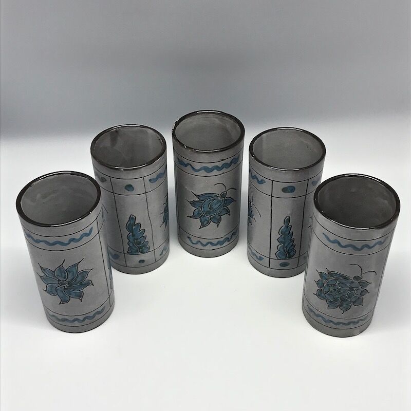 Set of 5 roll vases Alain Maunier Vallauris