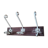 Antique vintage wooden and metal door coat-door country house coat-3 hooks