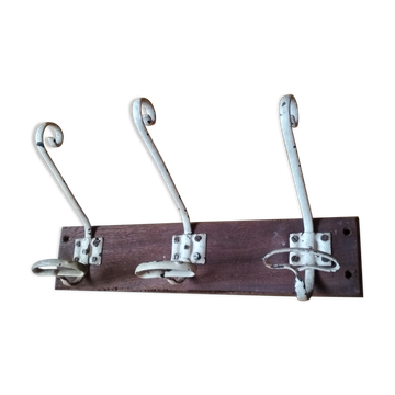 Antique vintage wooden and metal door coat-door country house coat-3 hooks