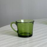 6 petites tasses à café en verre vert épais