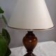 Small table lamp foot turned wood, unbleached lampshade - vintage