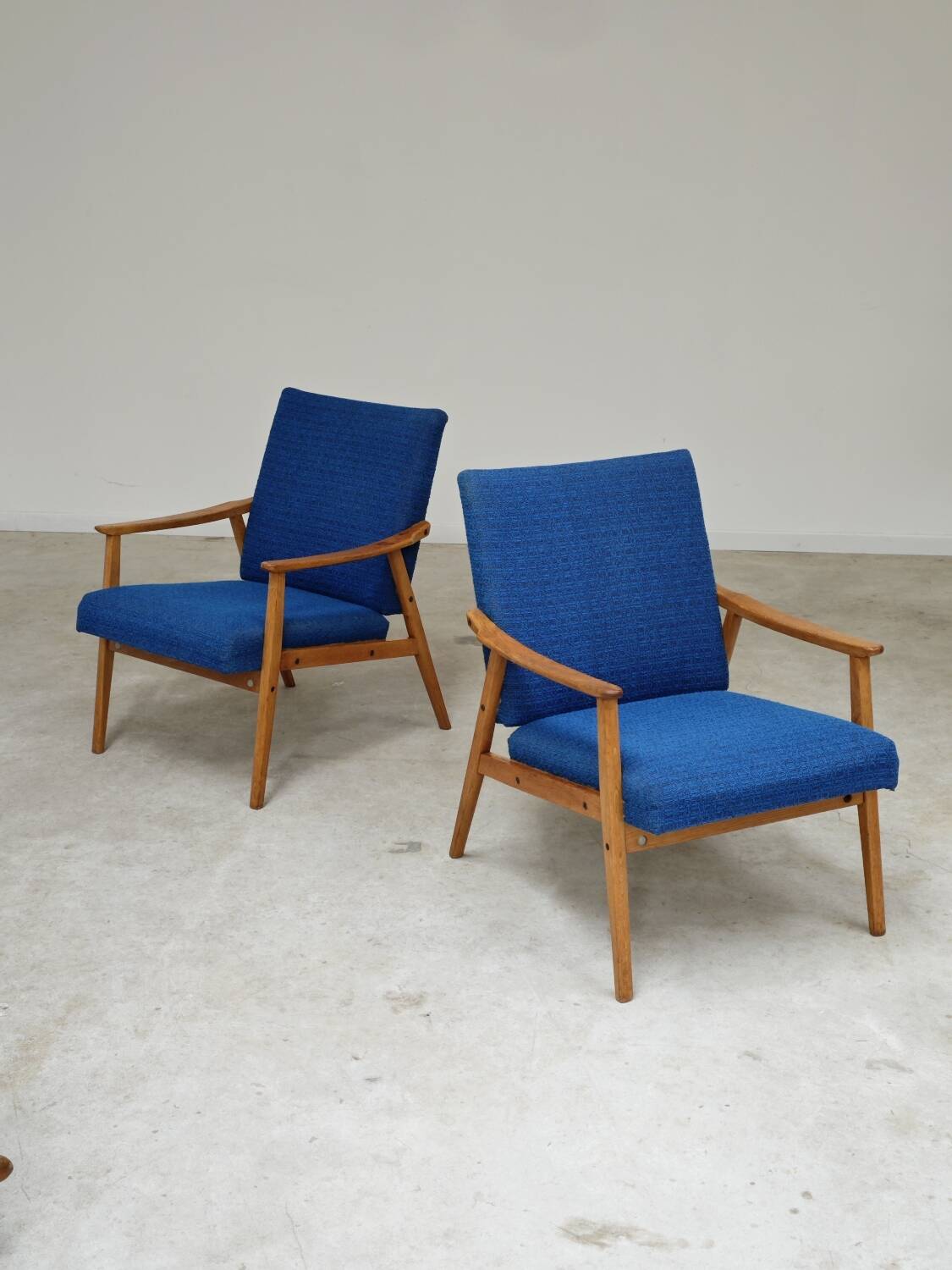 Pair of blue armchairs by Jiri Jiroutek for Interier Praha, 1960