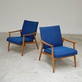 Pair of blue armchairs by Jiri Jiroutek for Interier Praha, 1960