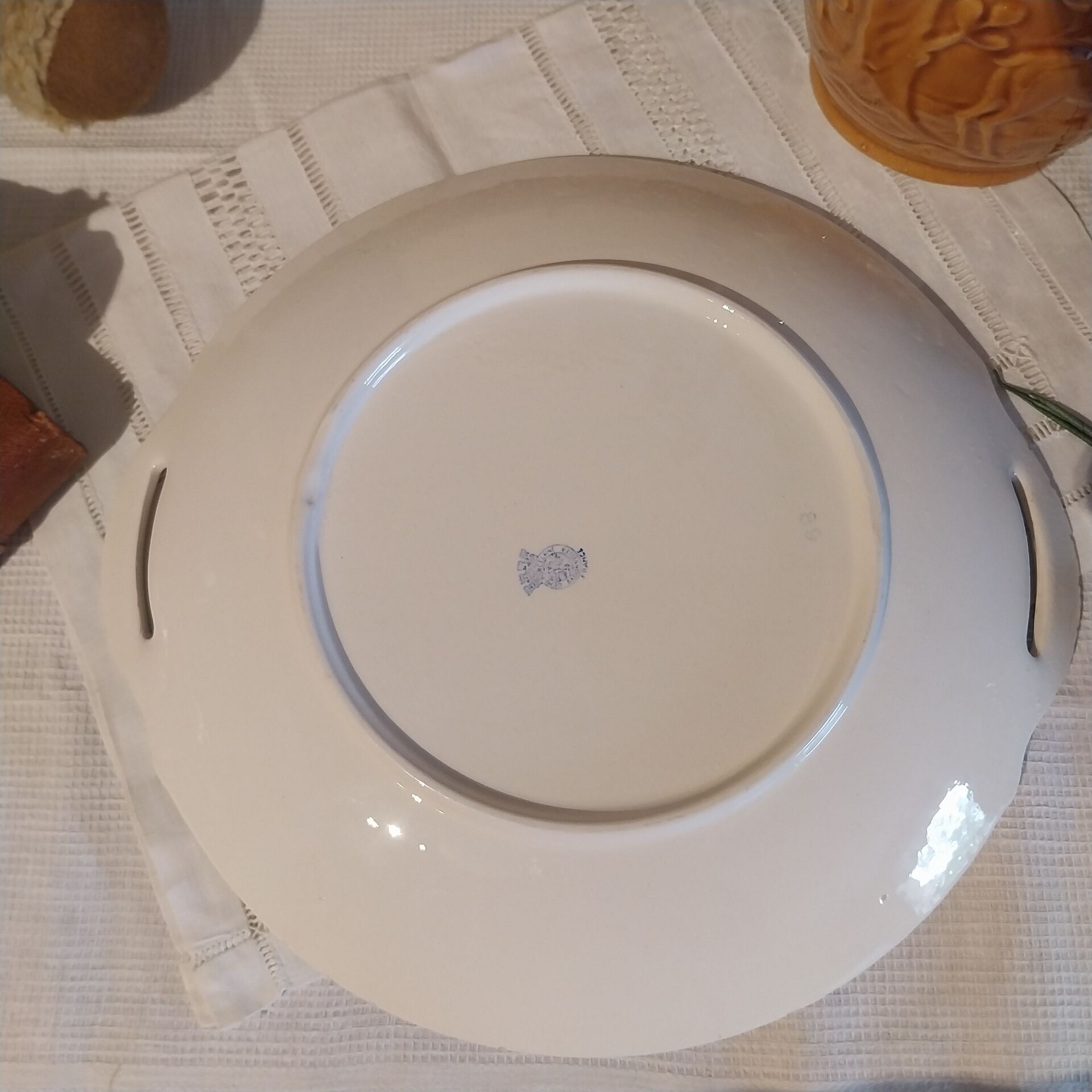 Old large half-porcelain dish Badonviller