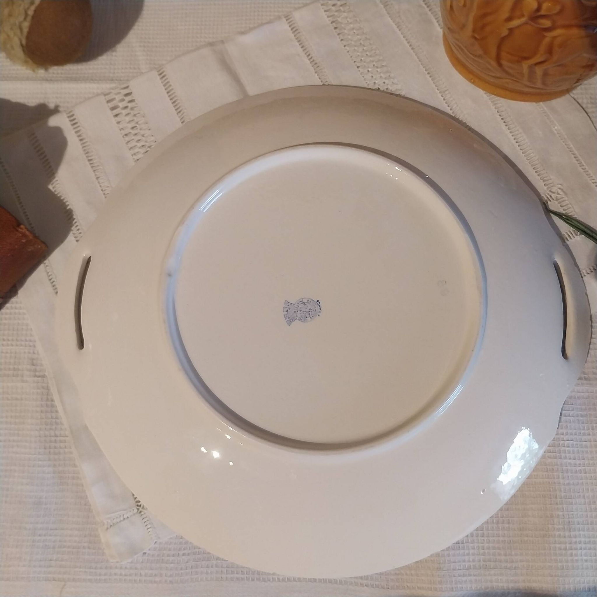 Old large half-porcelain dish Badonviller