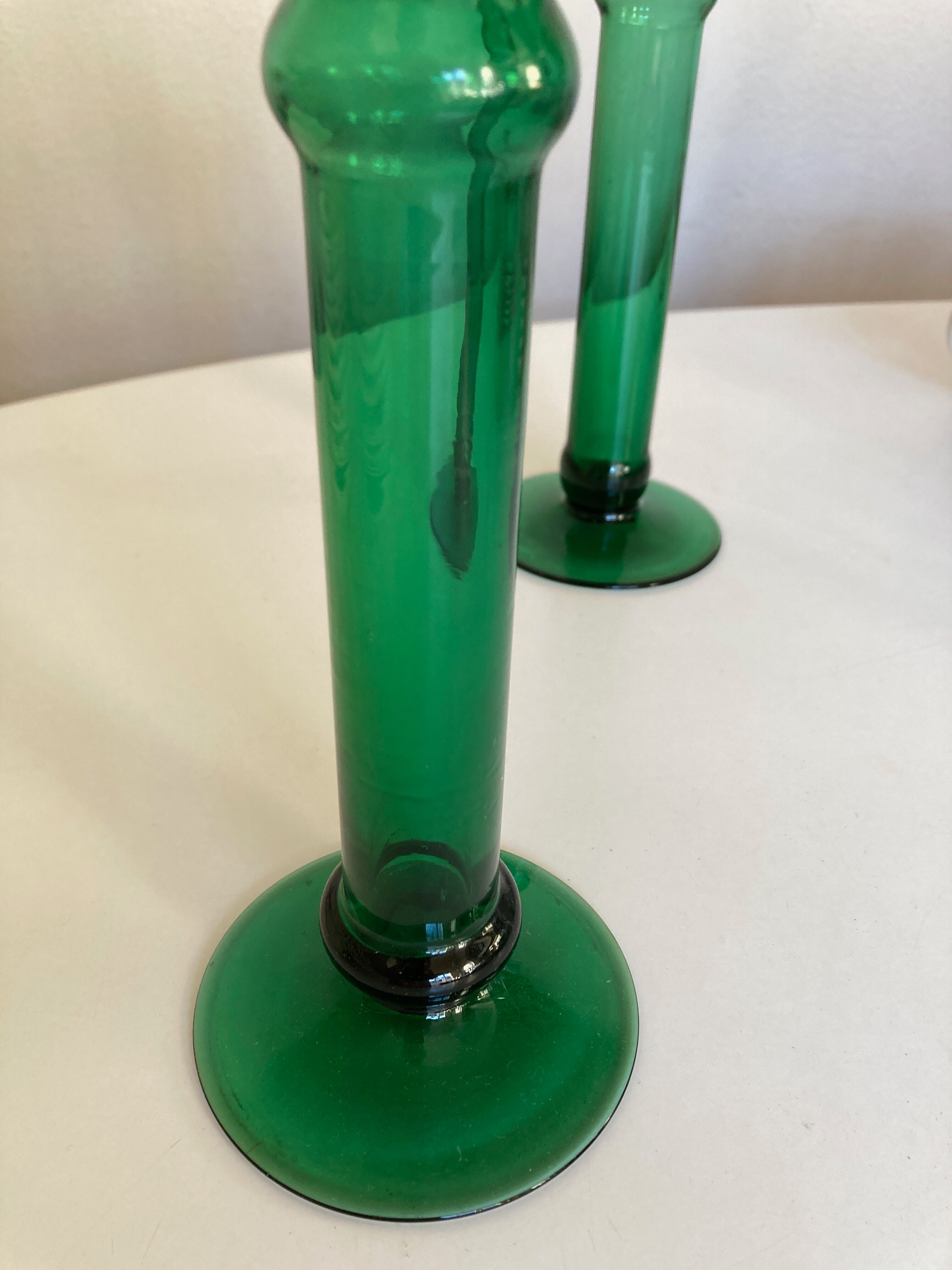 Pair of XXL candle holders in blown glass