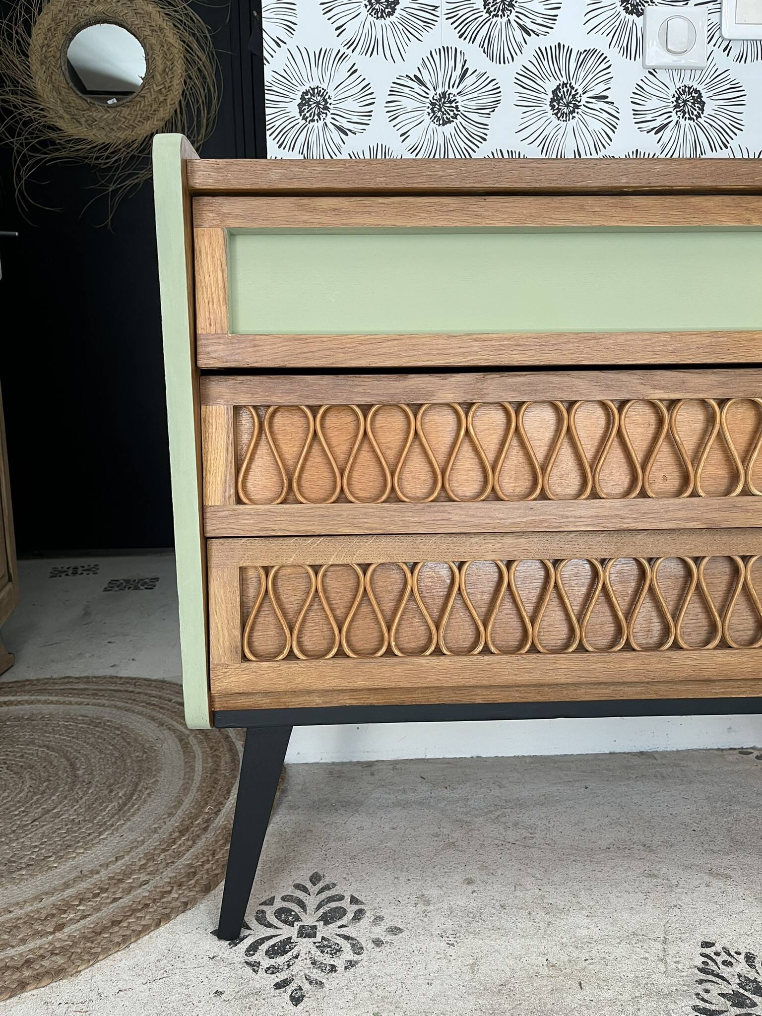 Commode en bois de style scandinave, années 50-70
