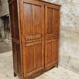 Old wardrobe linen cabinet beech wood