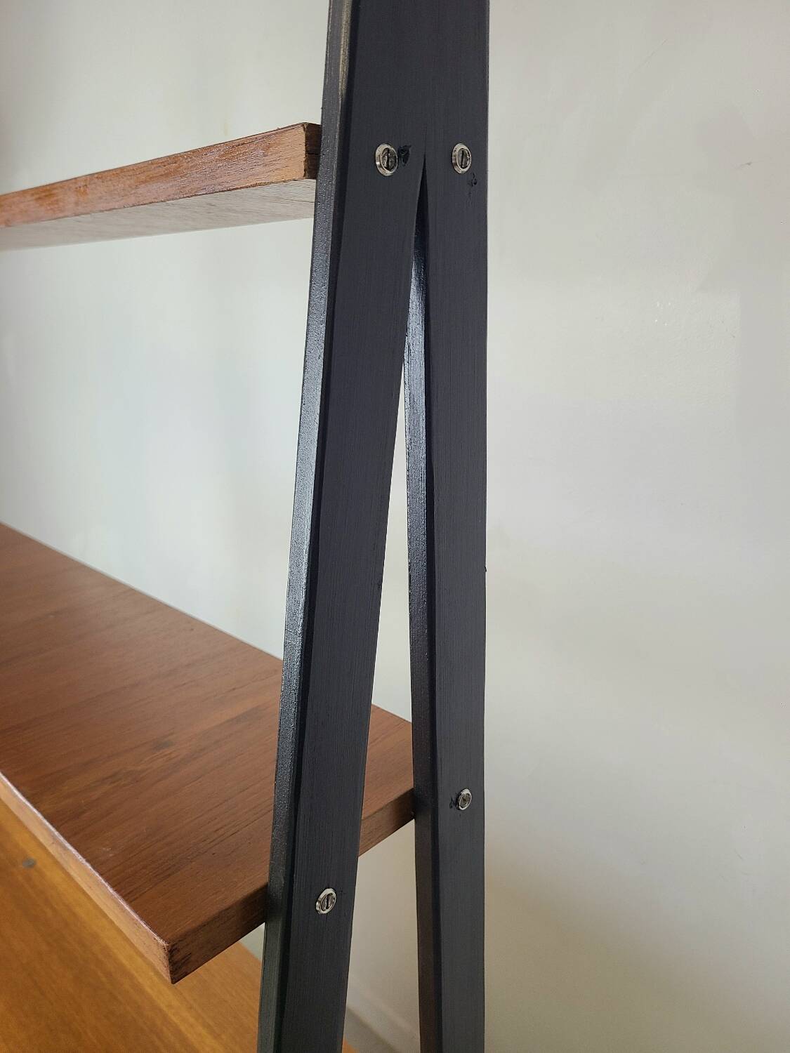 Vintage 1960s Scandinavian teak bookcase with compass legs