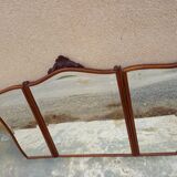 Old triptych mirror wood mounting three mirrors bisotés