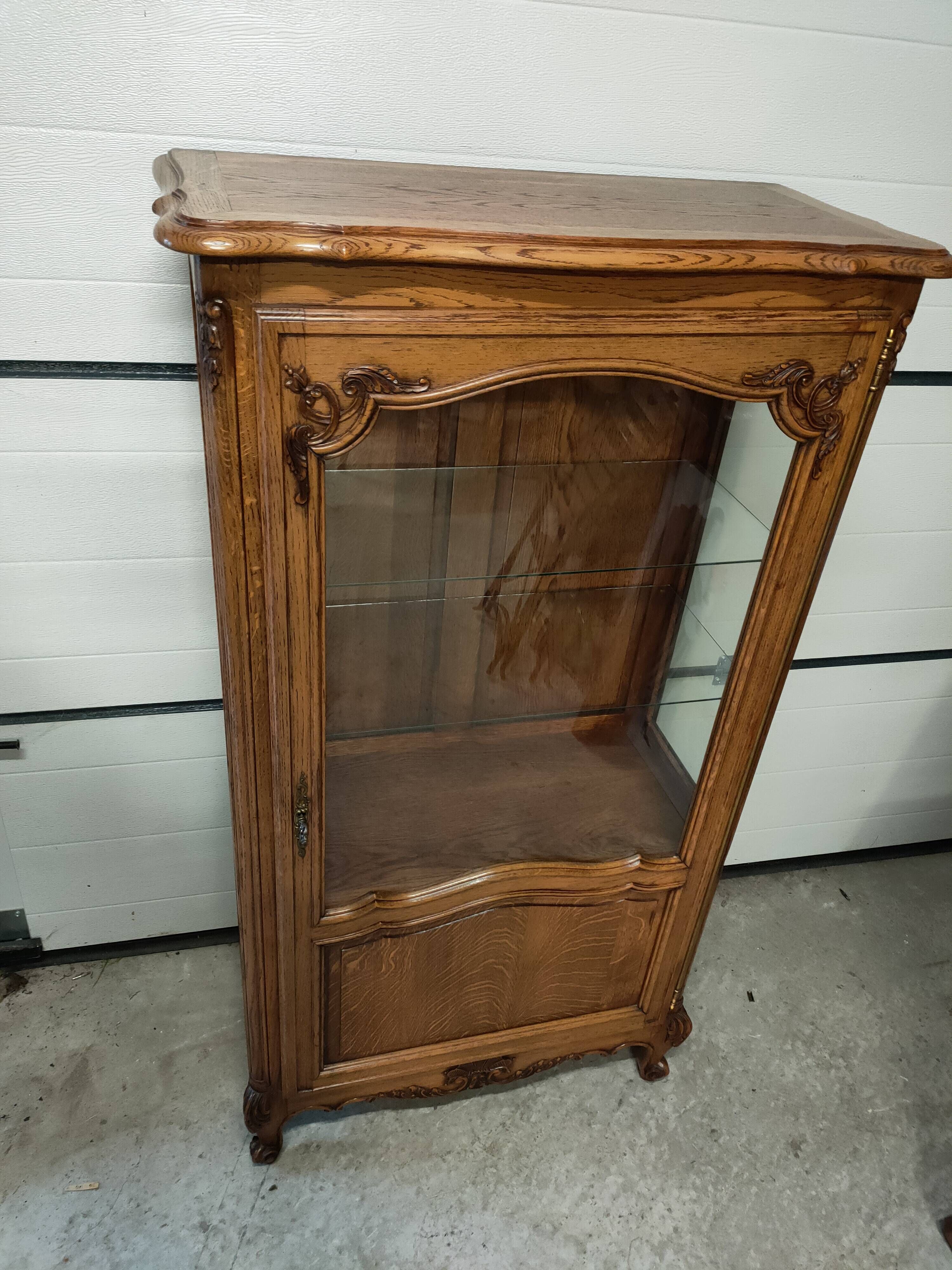 Louis XV style oak display case