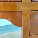 Desk, black leather top