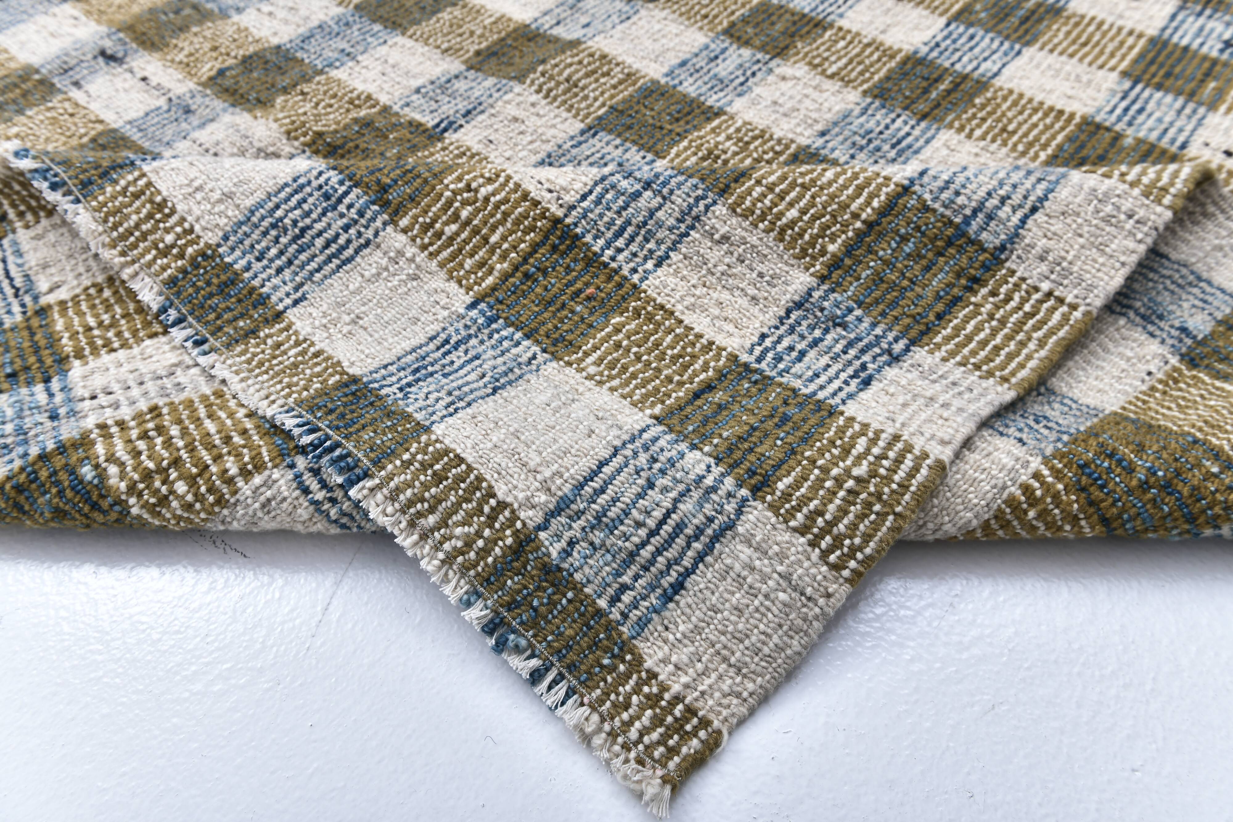 290x190 cm indigo blue mustard kilim carpet, wool made kilim rug.