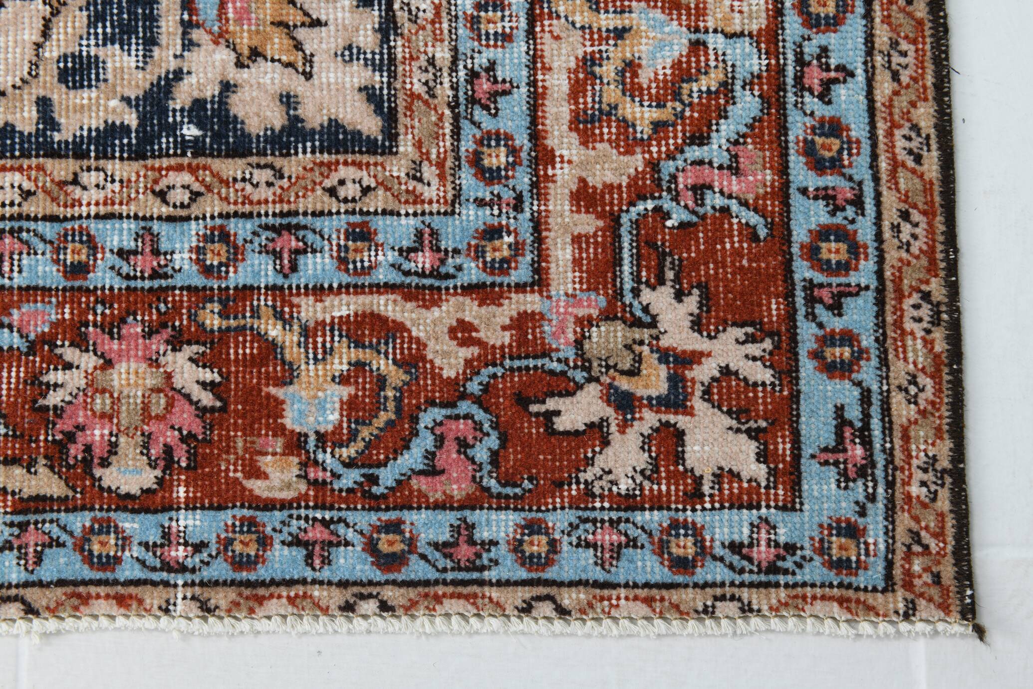 Medallion vintage carpet, one of a kind vintage rug, brown red turkish rug