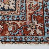 Medallion vintage carpet, one of a kind vintage rug, brown red turkish rug