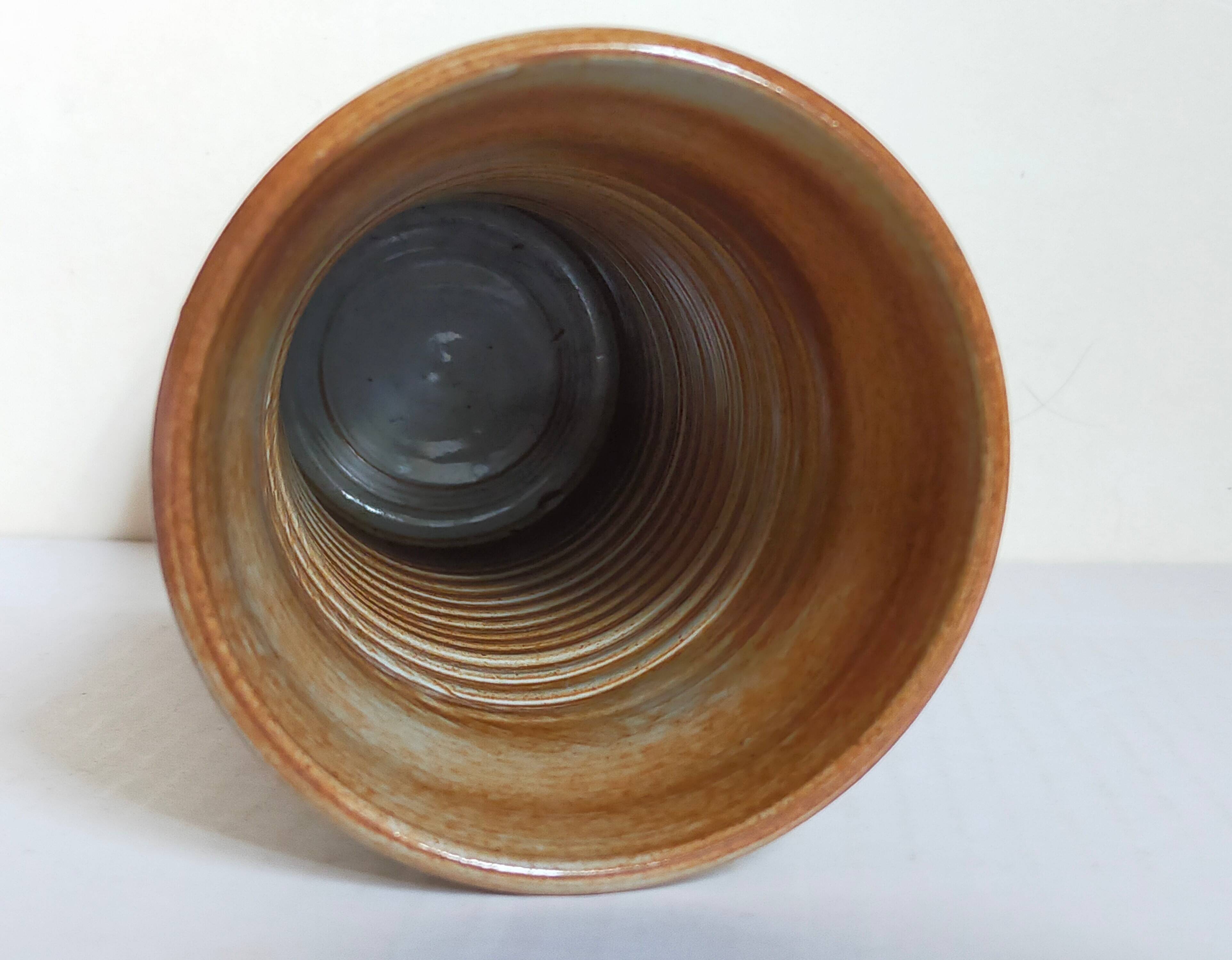 Vintage enameled stoneware potter's diabolo vase