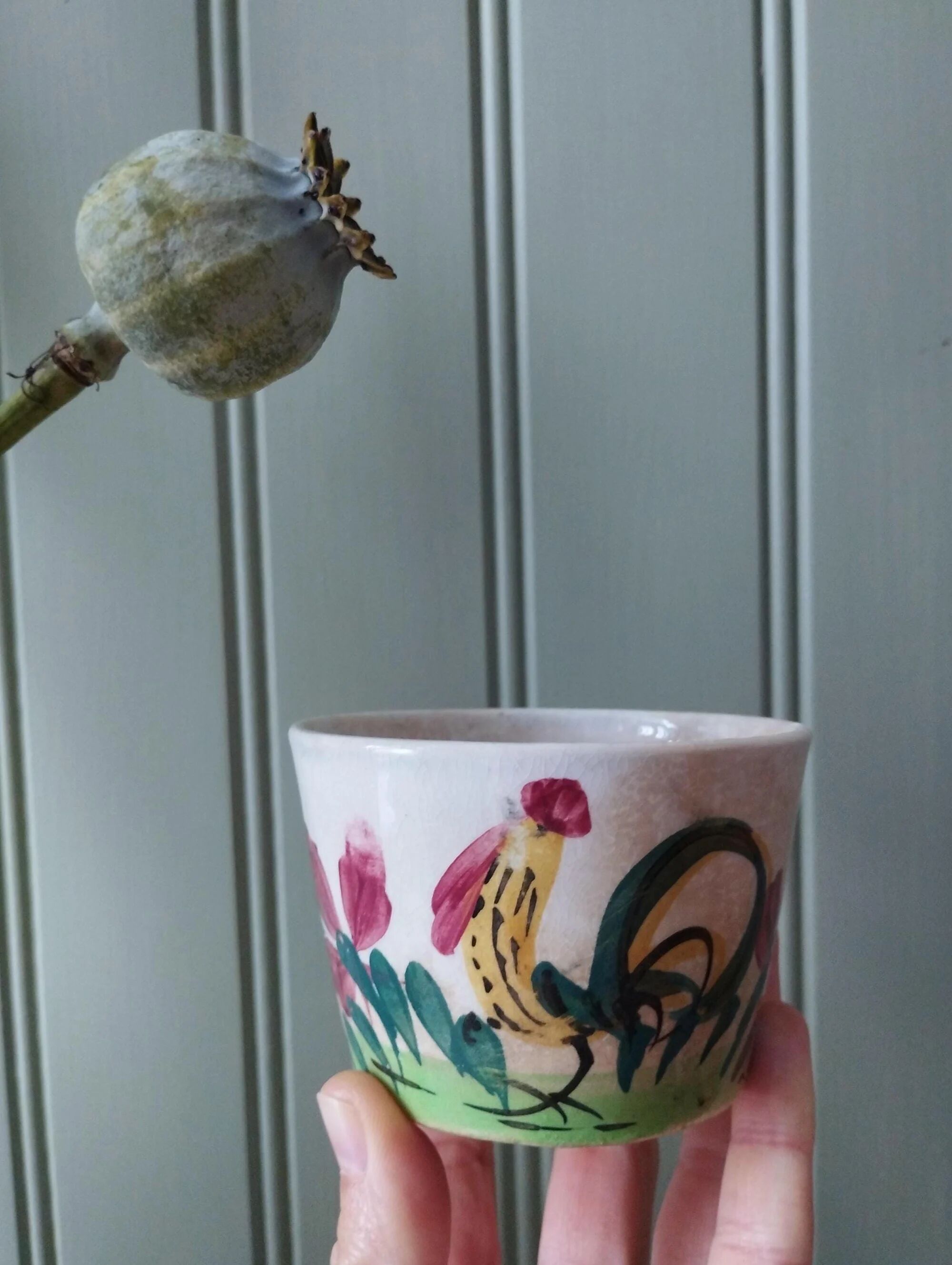 Cup and saucer Creil & Montereau "Rooster"