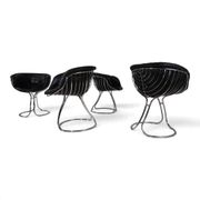 Set of 4 Pan Am dining chairs, chrome, leather by Gastone Rinaldi for RIMA,
