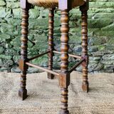 High stool in turned wood