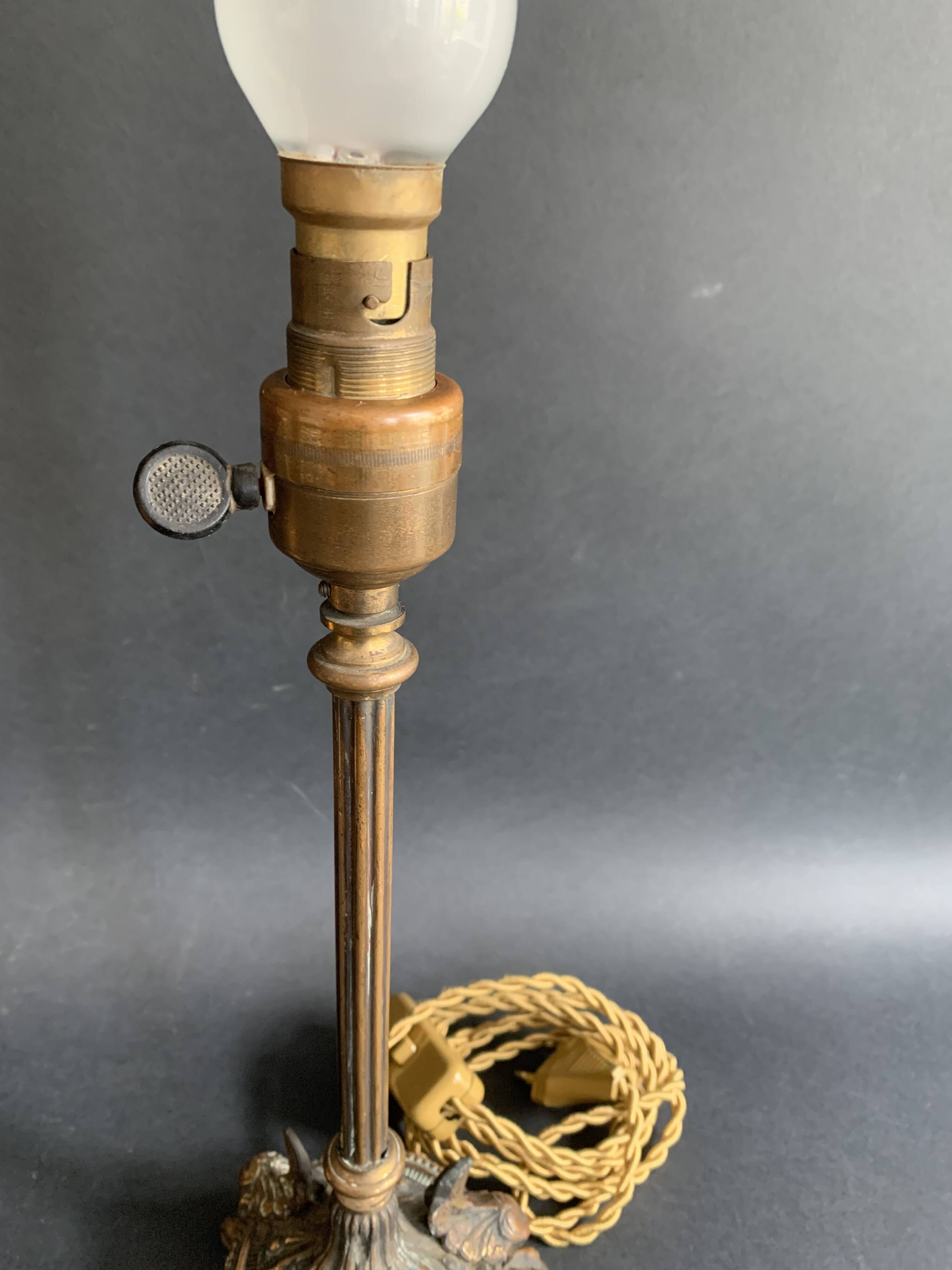 Napoleon III lion paw lamp, bronze tripod lamp