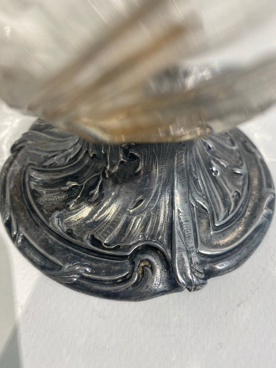 Glass and silver metal decanter around 1900