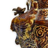 Important Longchamp Griffon vase in golden ceramic