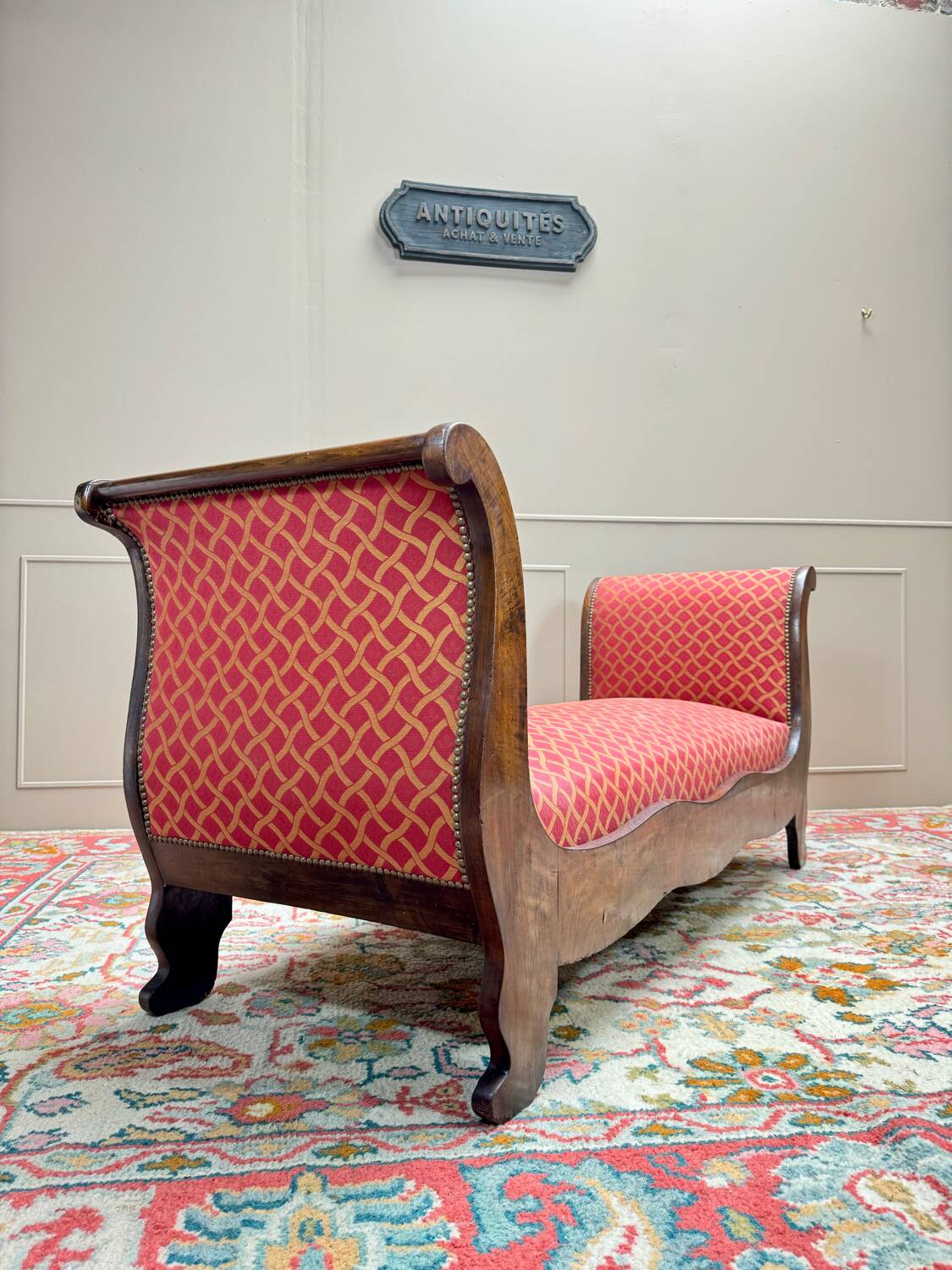 Bench, Mahogany Daybed, Restoration Period, 19th Century