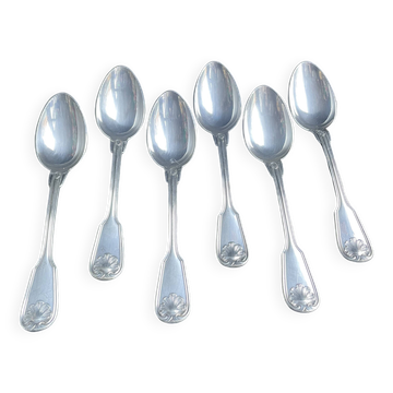 6 Cuillères de table Christofle à grandes coquilles