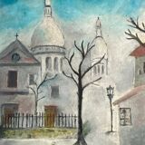 Mid Century Parisian Sacré-Coeur De Montmartre Signed Original Painting