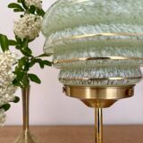 Vintage art deco globe table lamp in green and gold Clichy glass
