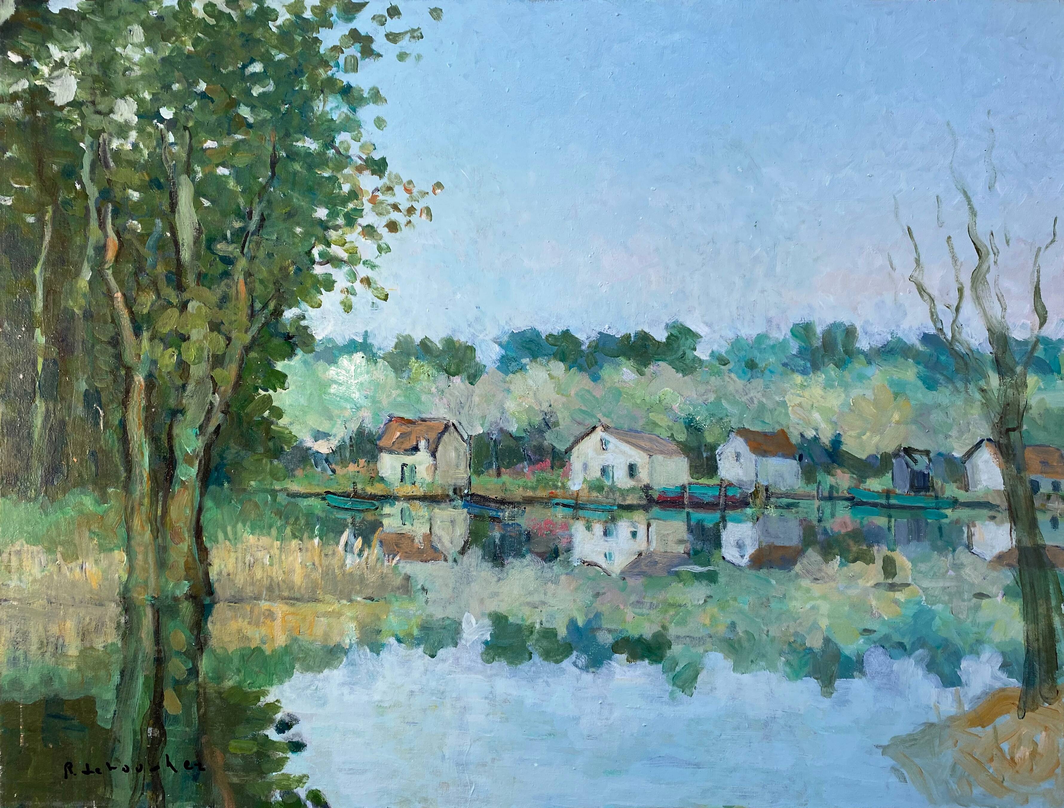 HST painting "Riverside" Marine Normandy / Brittany by Robert Leboucher