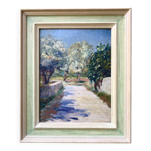 Huile encadrée « paysage