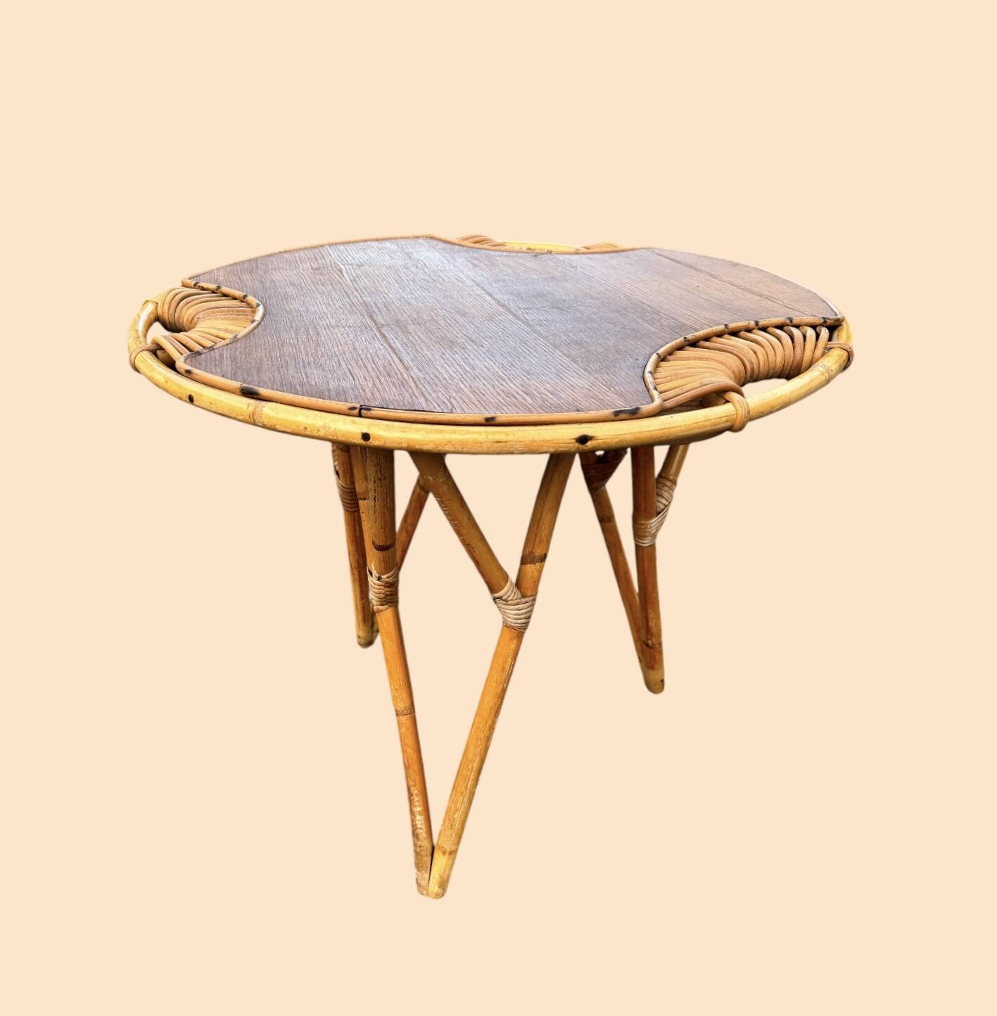 Janine Abraham Rattan Tripod Coffee Table