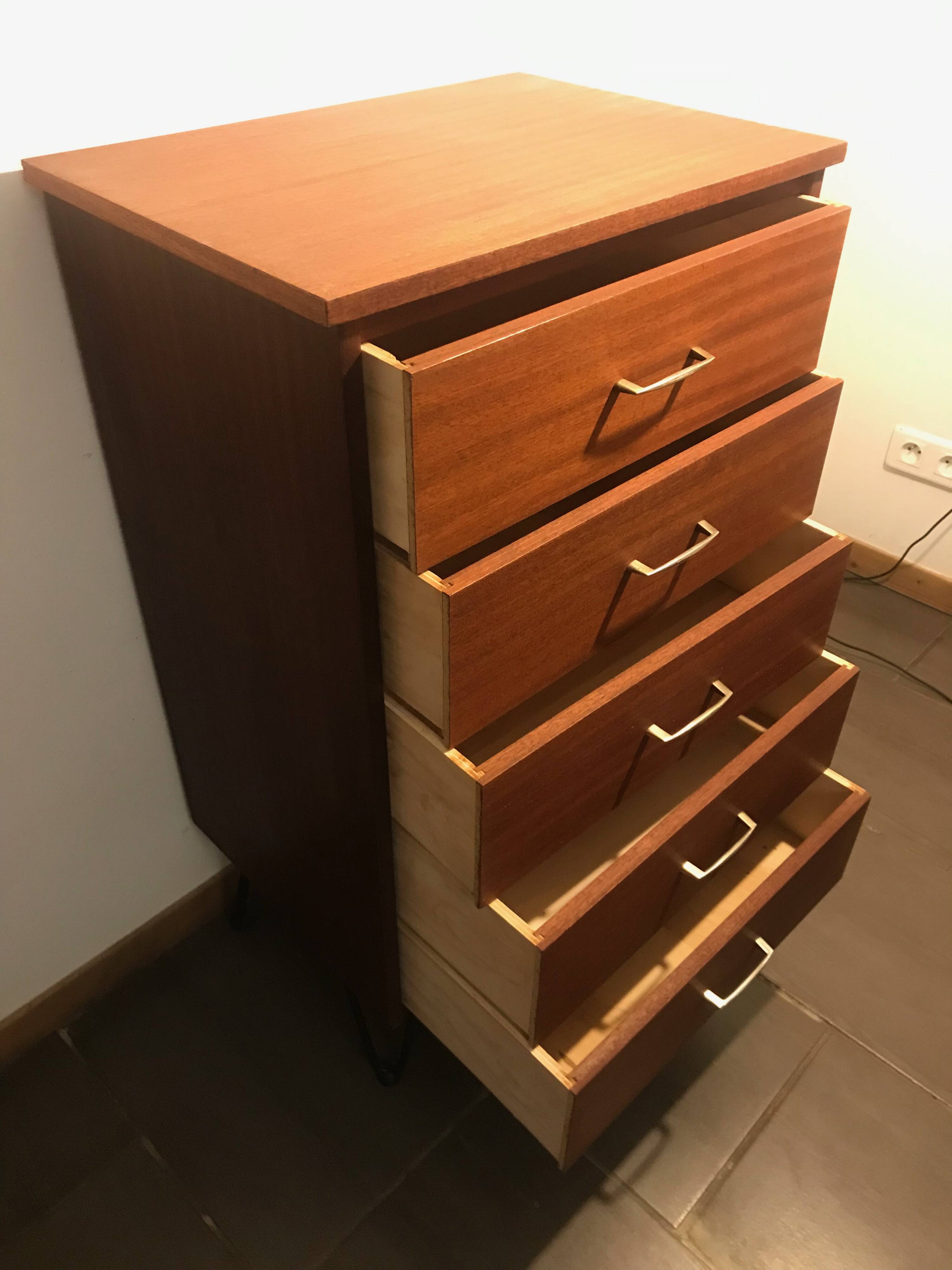 commode 5 tiroirs en teck 1960